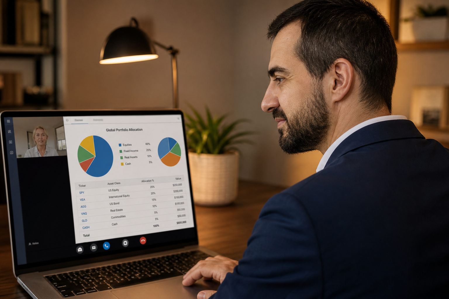 Diagnóstico patrimonial em call com um dos sócios